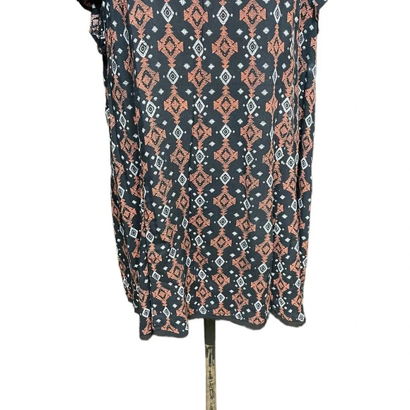 Torrid Geo Print Challis Tunic Top Black Orange Plus‎ Size 3X - Picture 6 of 13
